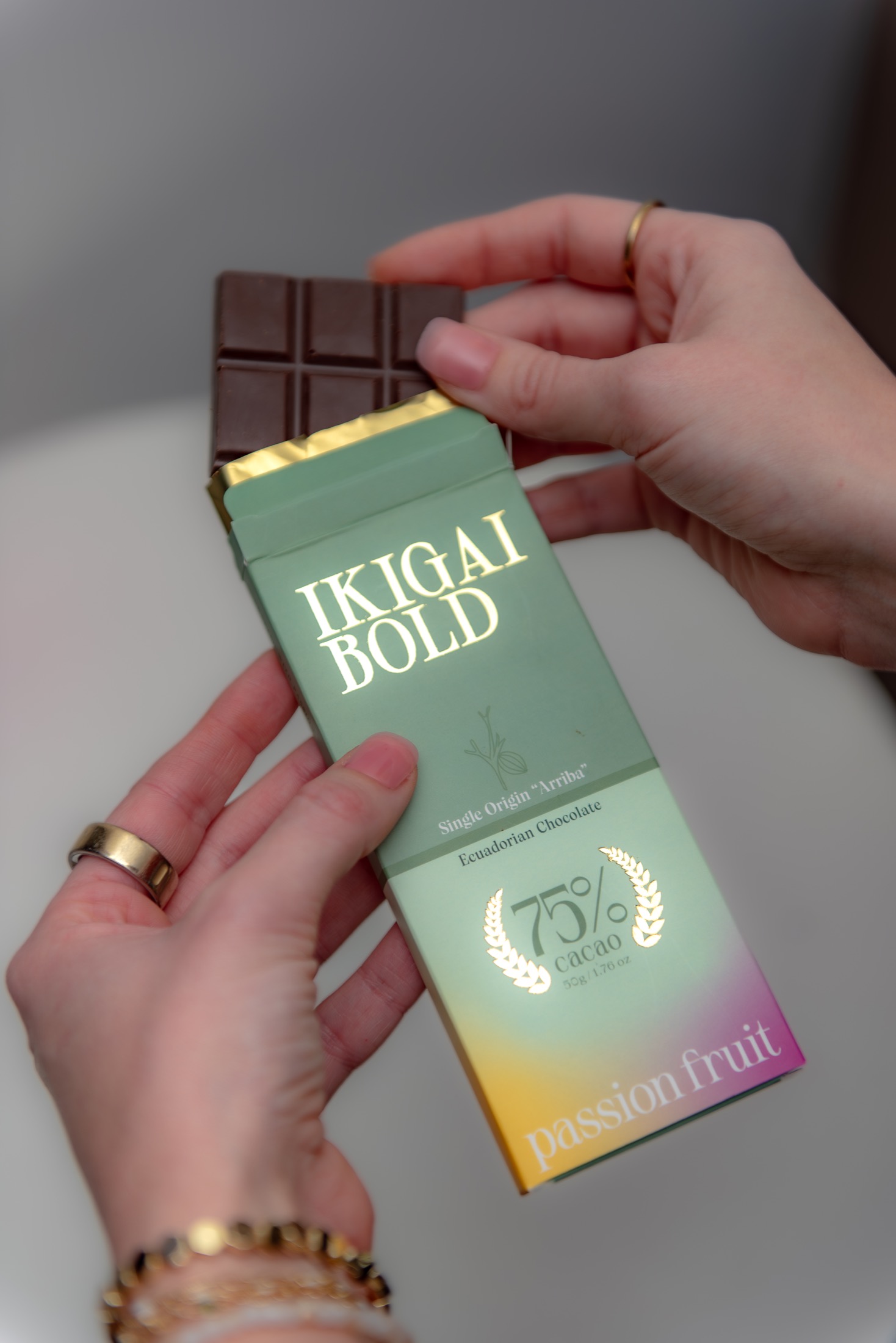 Premium Ecuadorian chocolate packaging photographed for an artisan brand