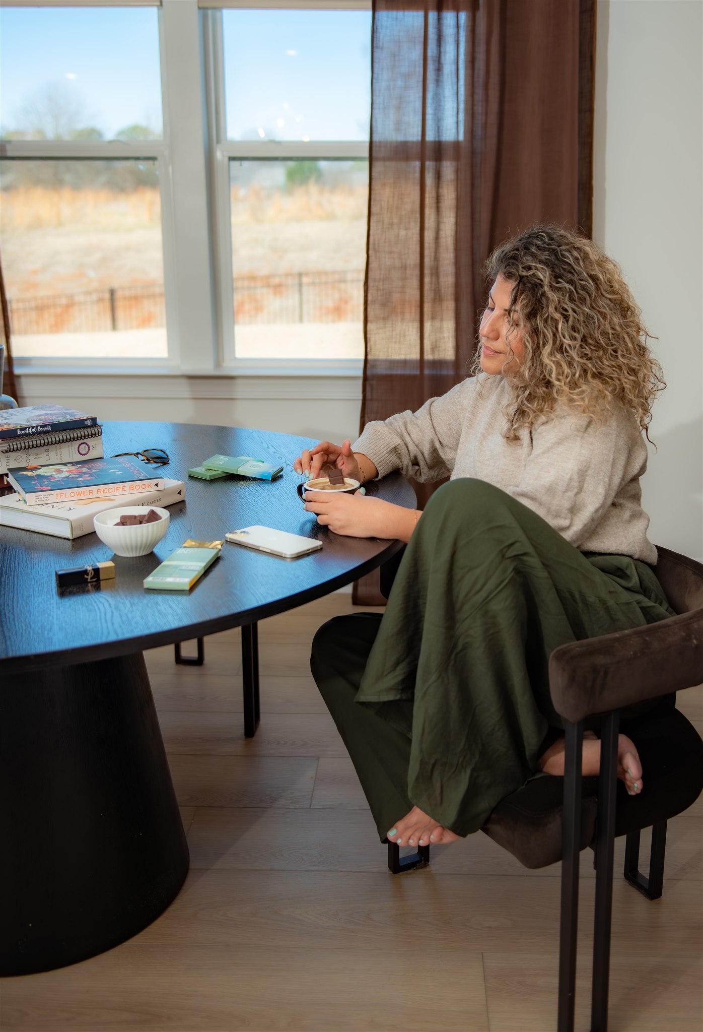 South Florida business owner enjoying a quiet working moment at a table