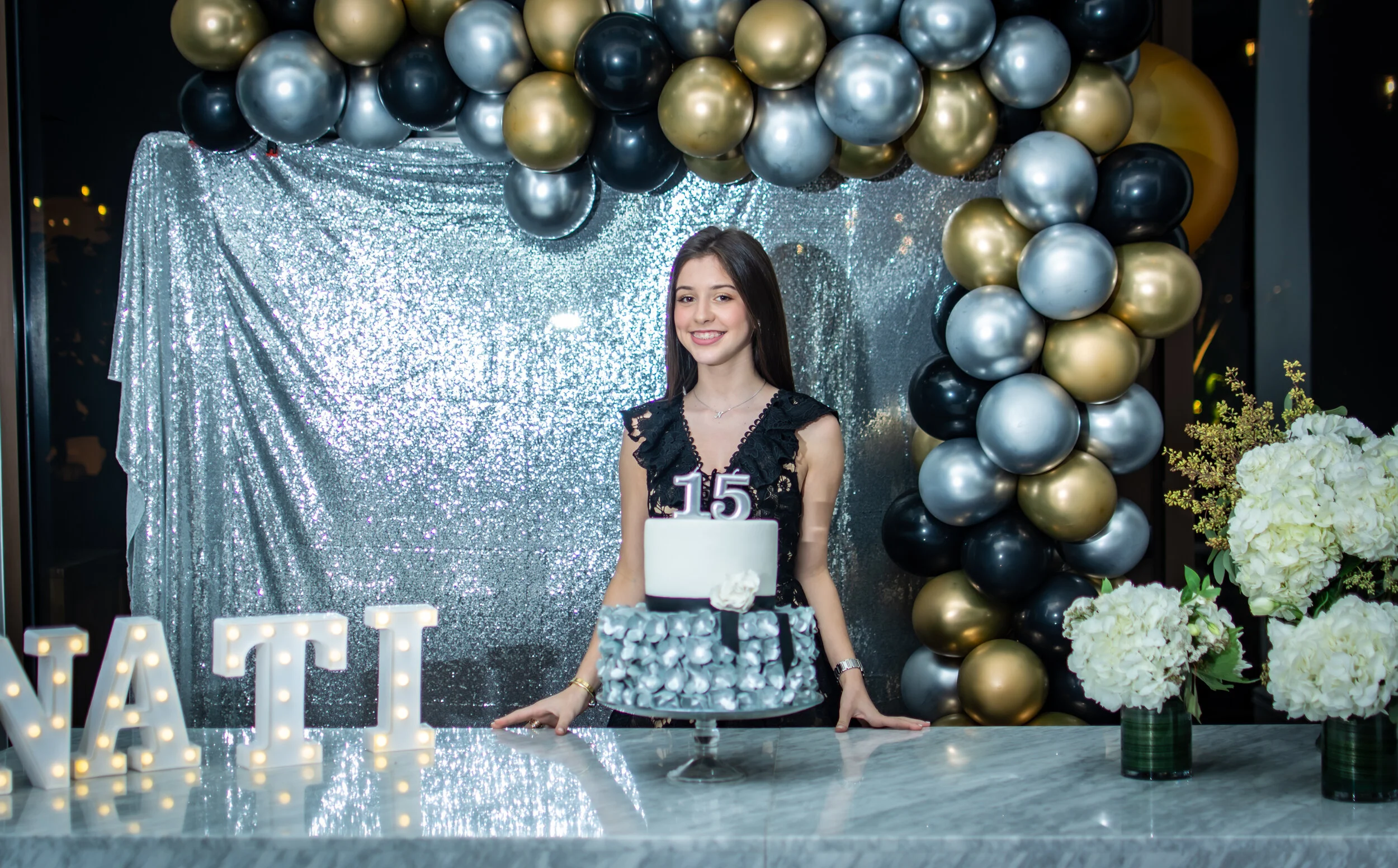 Quinceañera portraits, family, details, and celebration photography by Photos by Karli