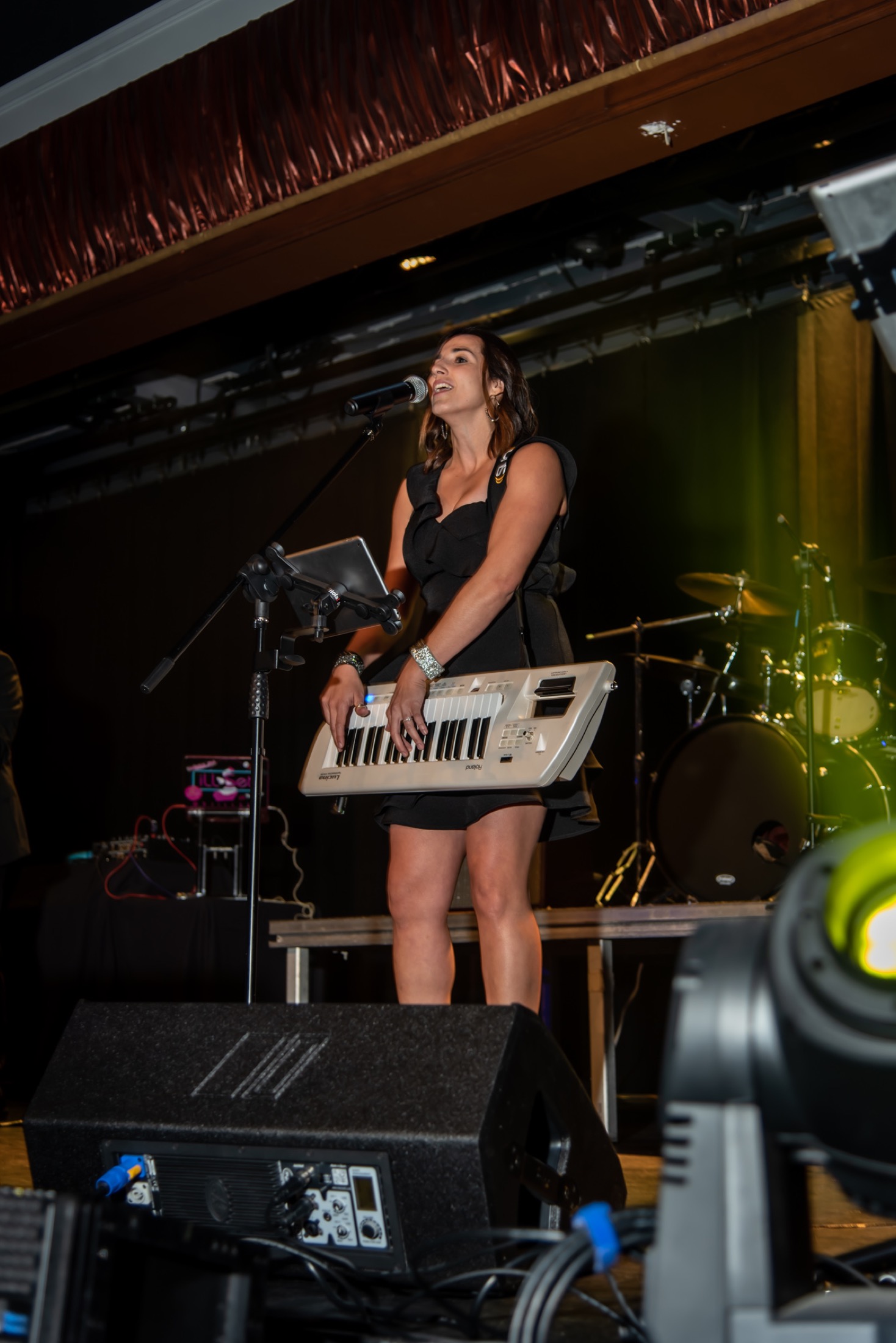 Live performer photographed on stage during a corporate celebration